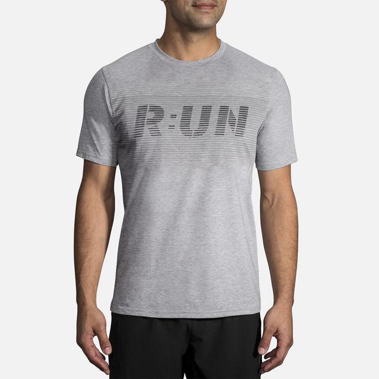 Brooks Distance Graphic Men's Short Sleeve Running Shirt - Grey (32645-JCGR)